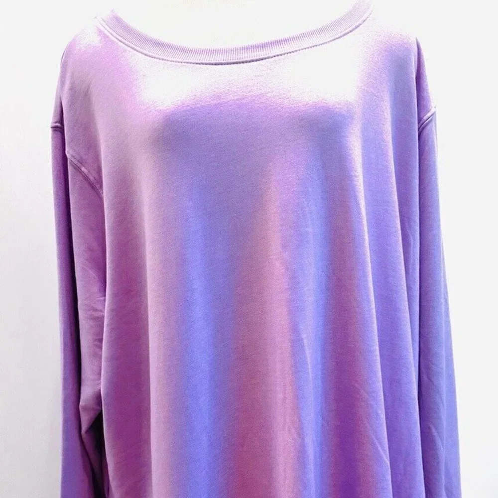 NWT SONOMA Women Long Sleeve Pullover Round Neck Thumbhole Purple Shirt Size 4X